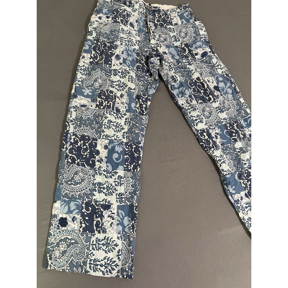 J.Crew Men’s 33x32 Blue White Patchwork Paisley Pants Excellent Cond - Picture 2 of 14